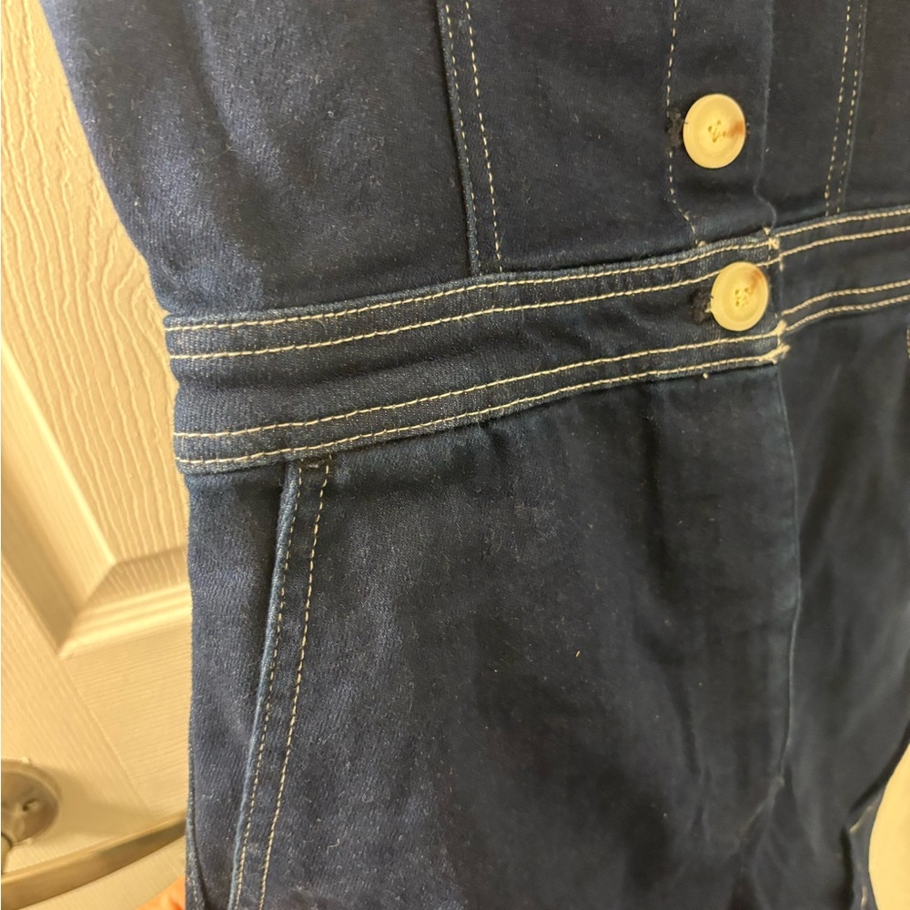 Maeve Anthropologie Dark Blue Denim Romper - Picture 3 of 4